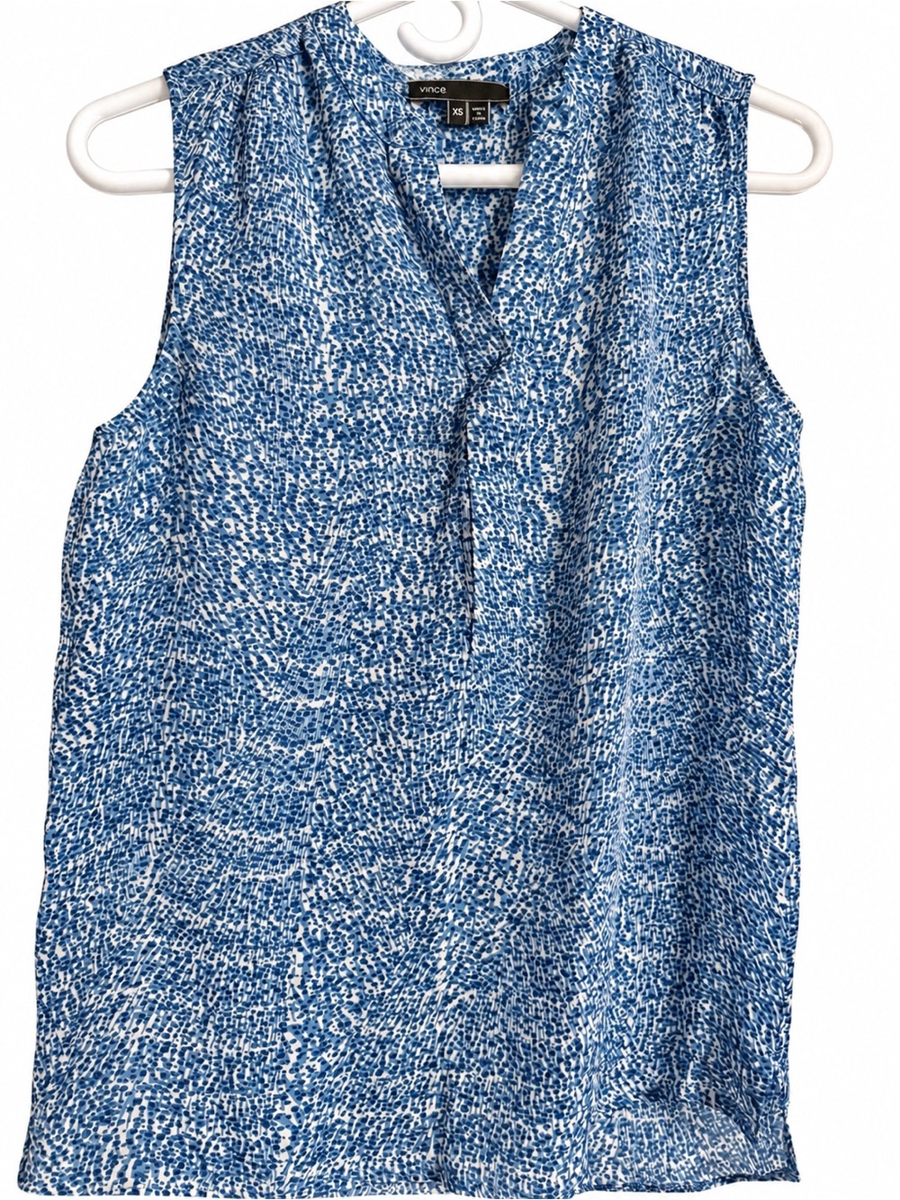 Vince Blue Speckled Sleeveless V-Neck Top